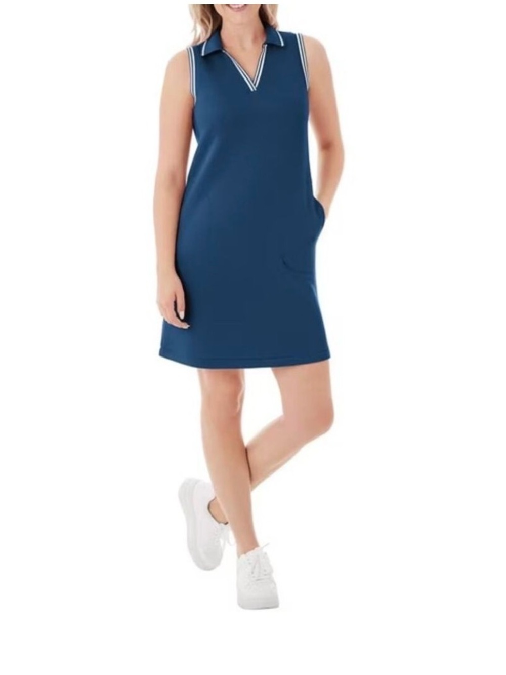 Members Mark Sandwash Pique Polo Blue Dress women's size XL